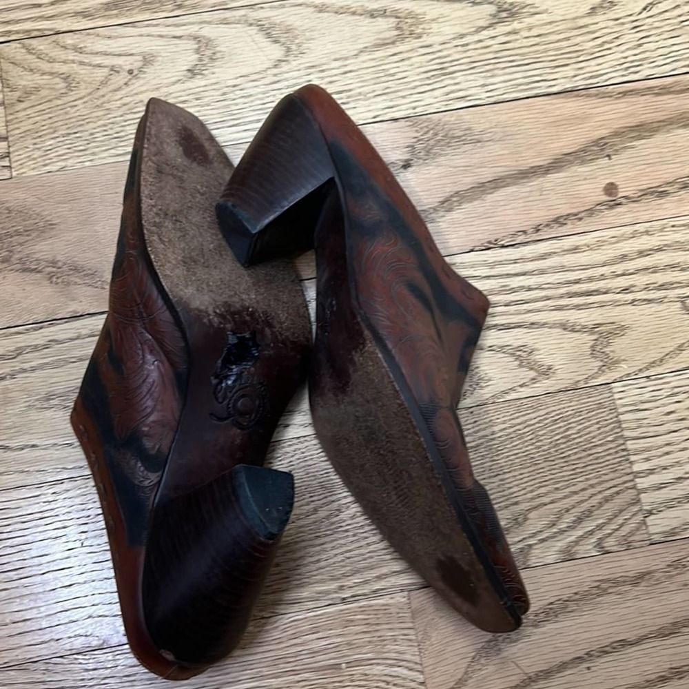 CHARLIE 1 HORSE LEATHER SLIP ON MULE BRAZILIAN WESTERN SHOES SZ 9B - Picture 3 of 5